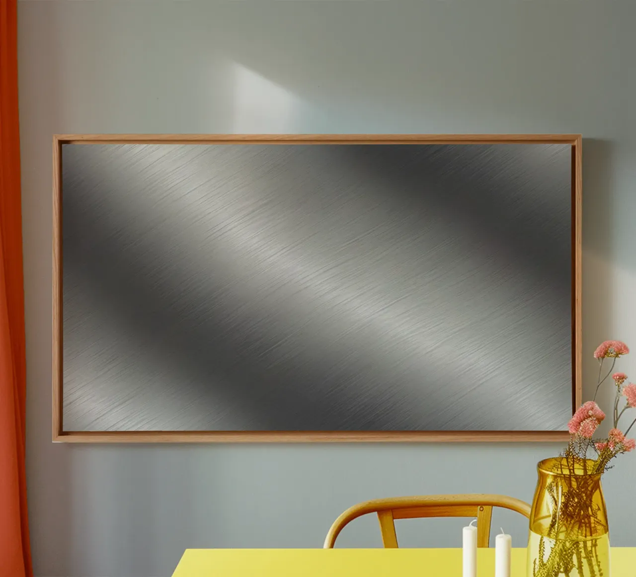 Metal surface with brushed texture reflecting light canvas by DesignDoodle