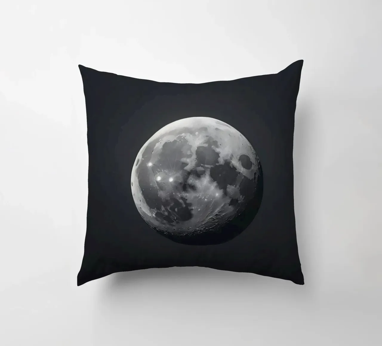 Full moon illuminated in a clear night sky showcasing lunar decorative cushion by DesignDoodle