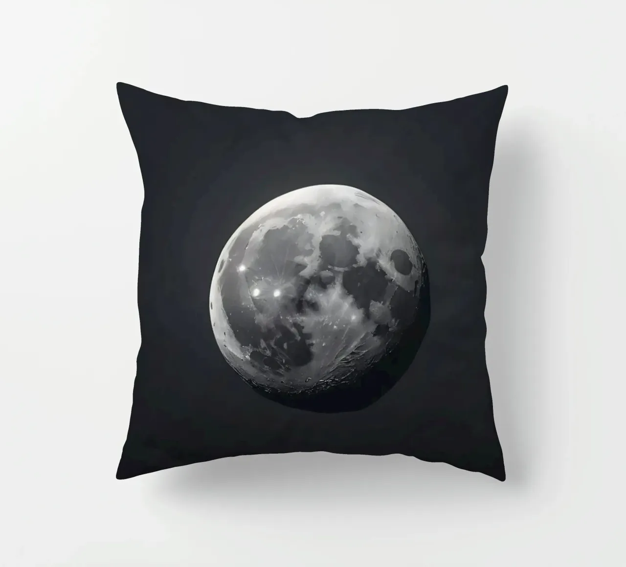 Full moon illuminated in a clear night sky showcasing lunar decorative cushion by DesignDoodle