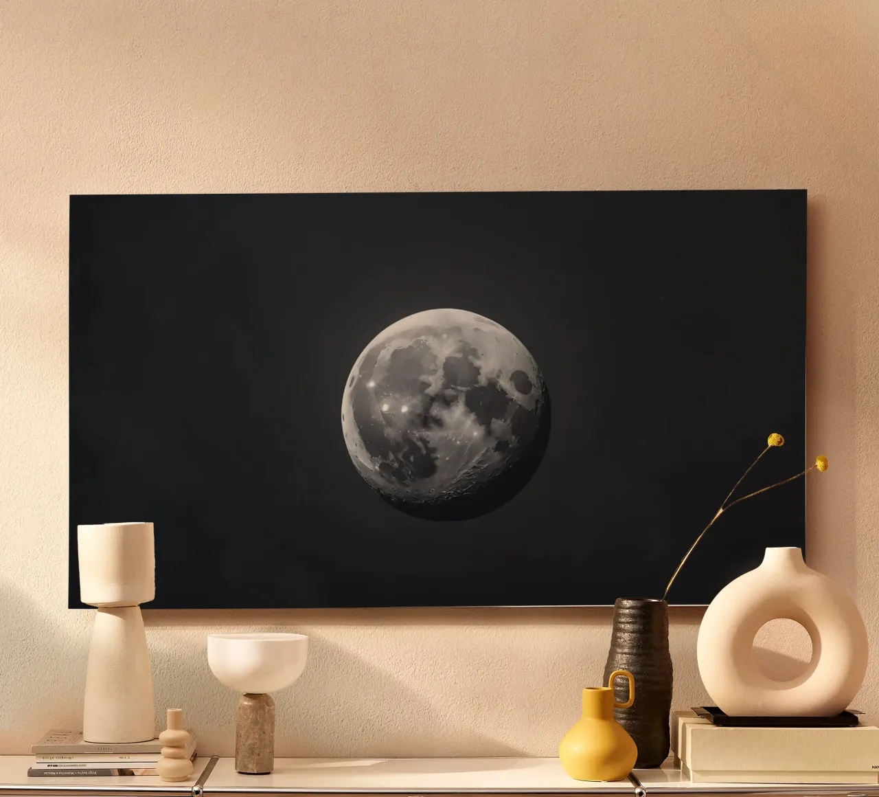 Full moon illuminated in a clear night sky showcasing lunar alu-dibond by DesignDoodle