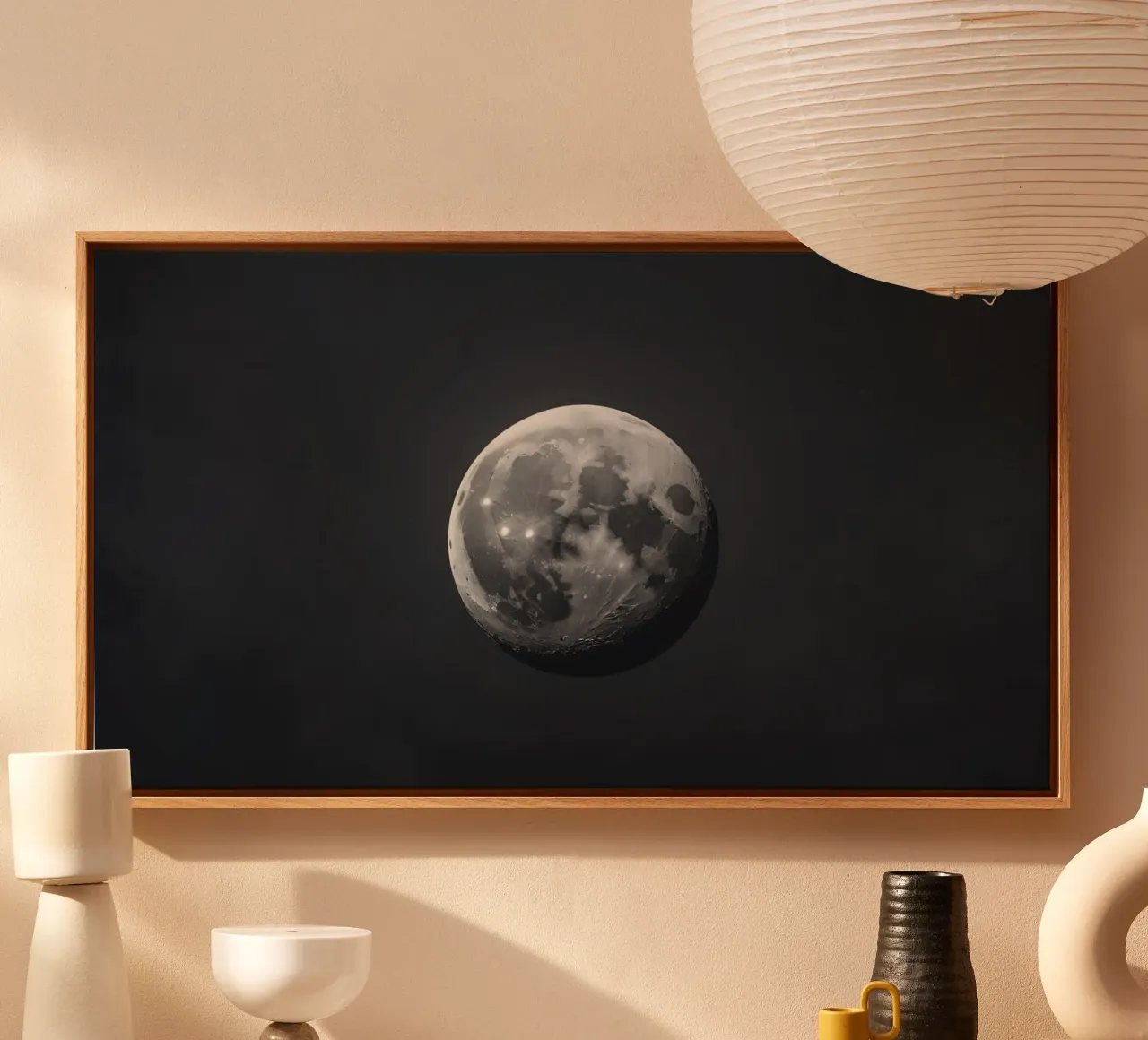 Full moon illuminated in a clear night sky showcasing lunar canvas by DesignDoodle