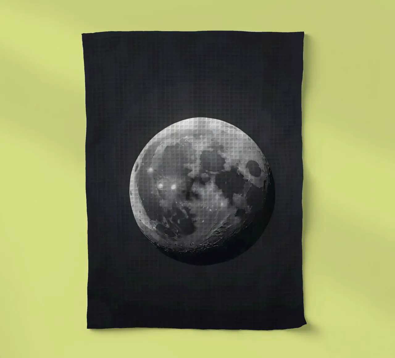 Pleine lune illuminée dans un ciel nocturne dégagé, mettant en valeur la lumière lunaire. torchon de DesignDoodle