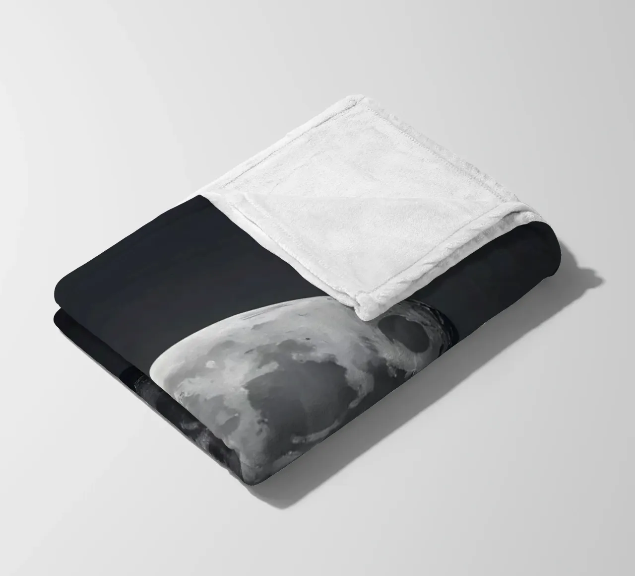 Full moon illuminated in a clear night sky showcasing lunar fleece blanket by DesignDoodle