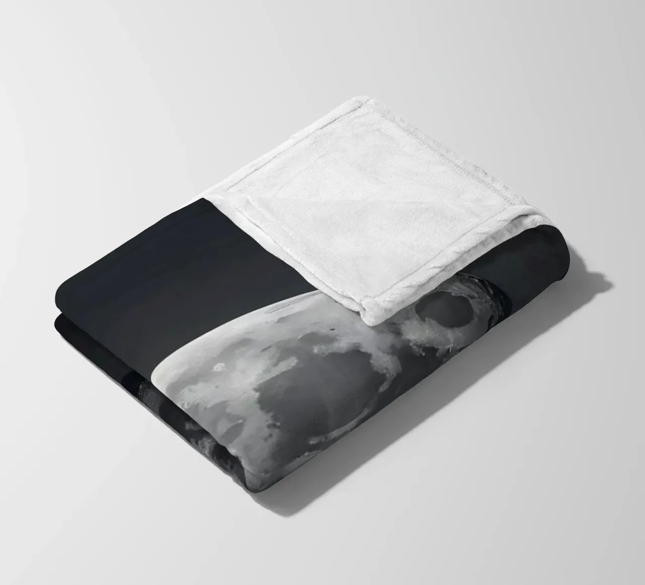 Full moon illuminated in a clear night sky showcasing lunar fleece blanket by DesignDoodle