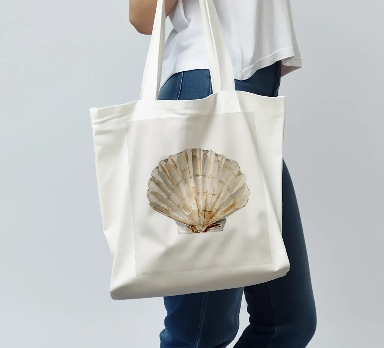 Shell (Pastel Cream) borsa in juta da treechild