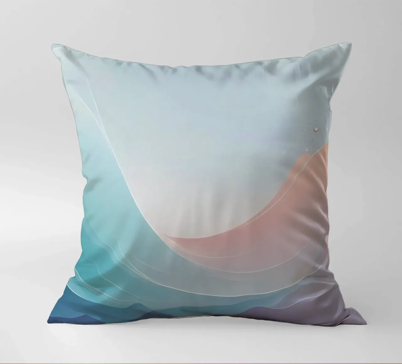 Soft pastel waves create an ethereal background decorative cushion by DesignDoodle