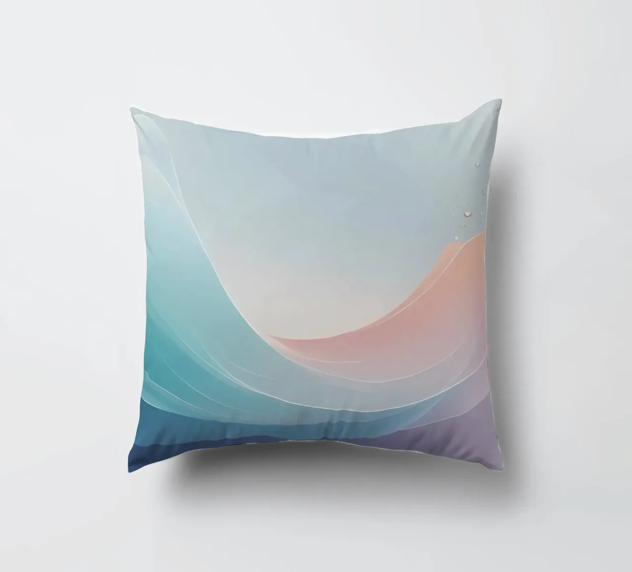 Soft pastel waves create an ethereal background decorative cushion by DesignDoodle
