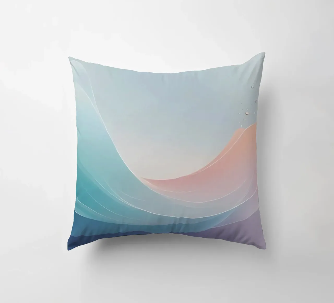 Soft pastel waves create an ethereal background decorative cushion by DesignDoodle