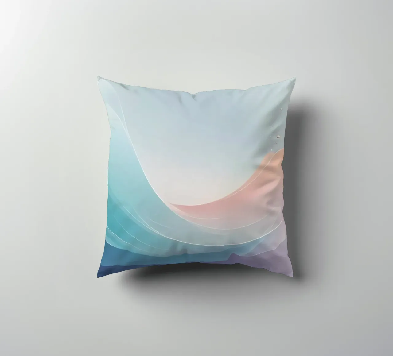 Soft pastel waves create an ethereal background decorative cushion by DesignDoodle