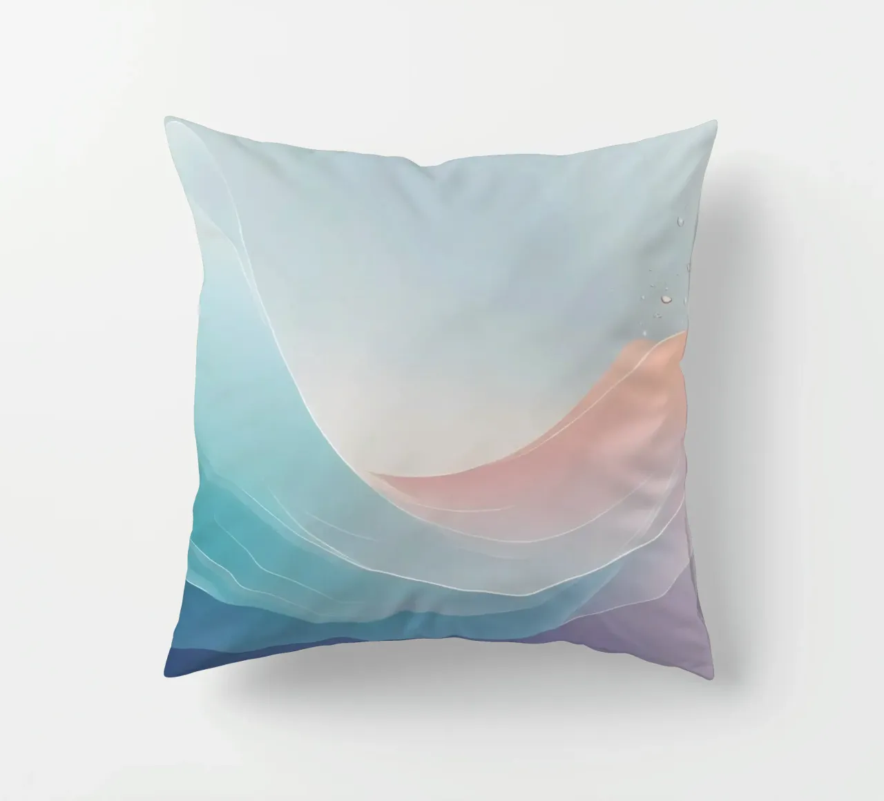 Soft pastel waves create an ethereal background decorative cushion by DesignDoodle