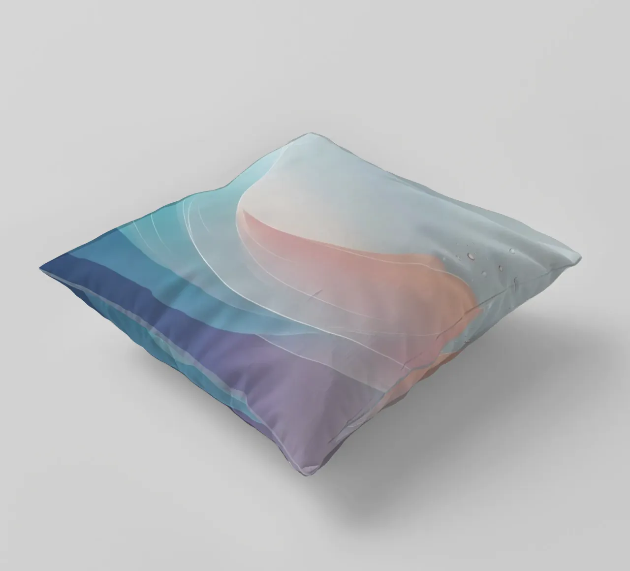 Soft pastel waves create an ethereal background decorative cushion by DesignDoodle