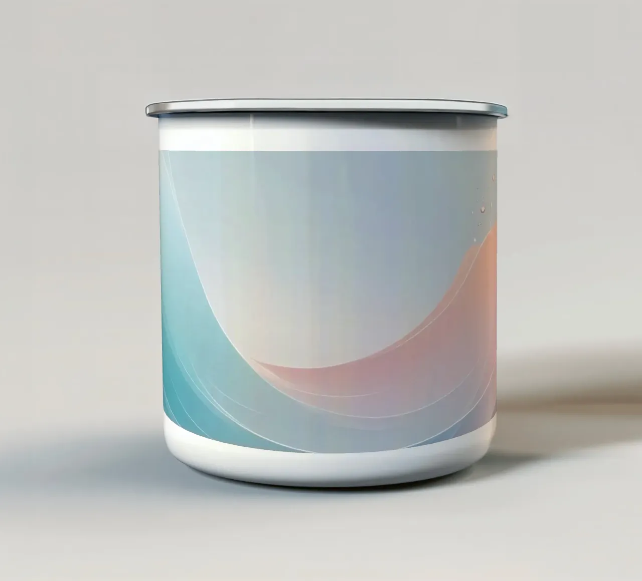 Soft pastel waves create an ethereal background enamel mug by DesignDoodle