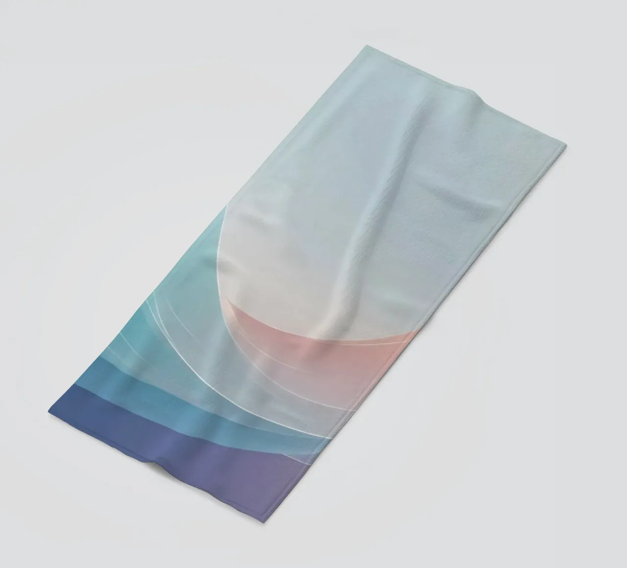 Soft pastel waves create an ethereal background beach towel by DesignDoodle