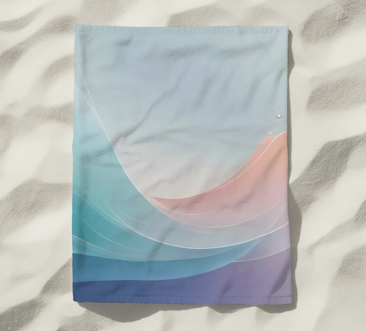 Soft pastel waves create an ethereal background beach towel by DesignDoodle