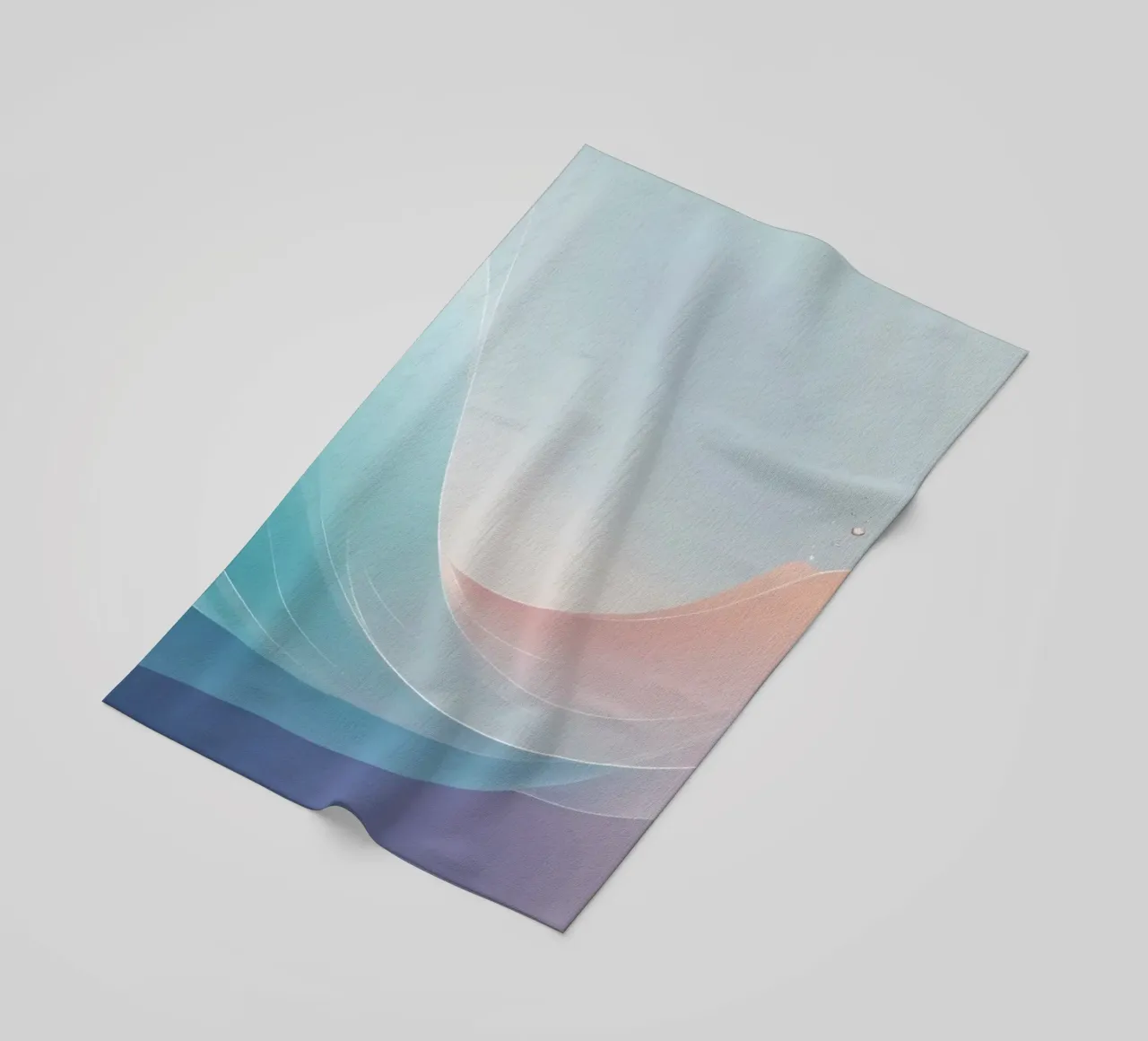 Soft pastel waves create an ethereal background beach towel by DesignDoodle