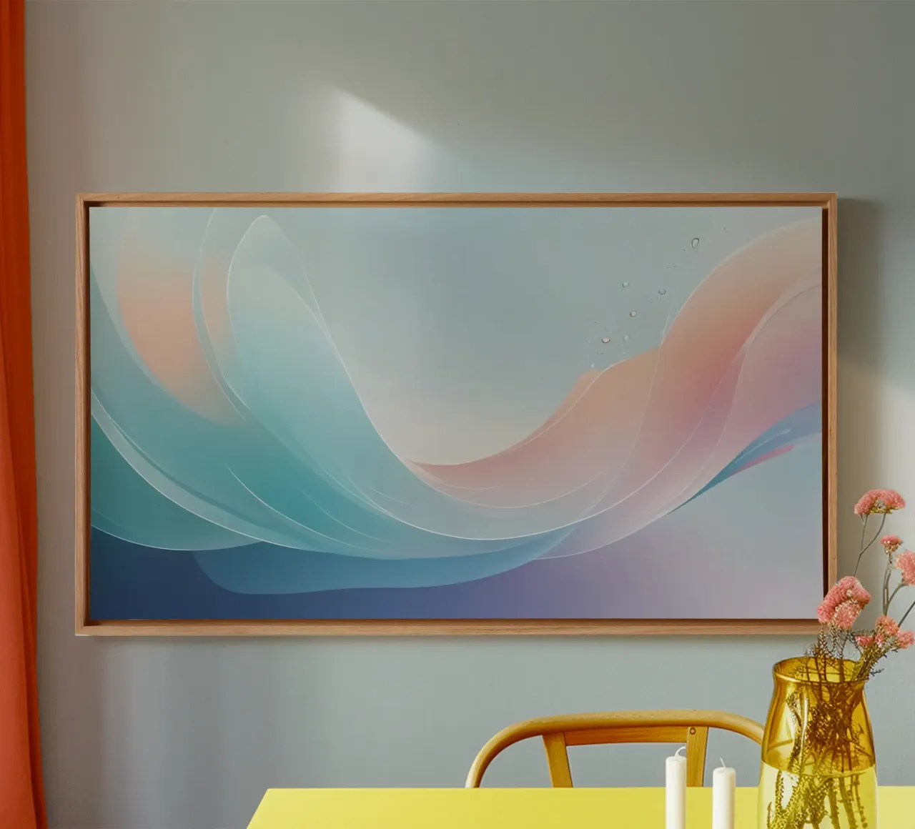 Soft pastel waves create an ethereal background canvas by DesignDoodle