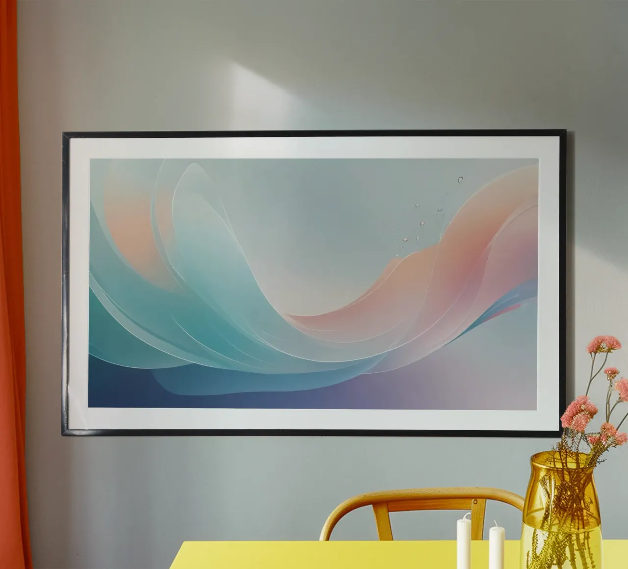 Soft pastel waves create an ethereal background hahnemühle by DesignDoodle