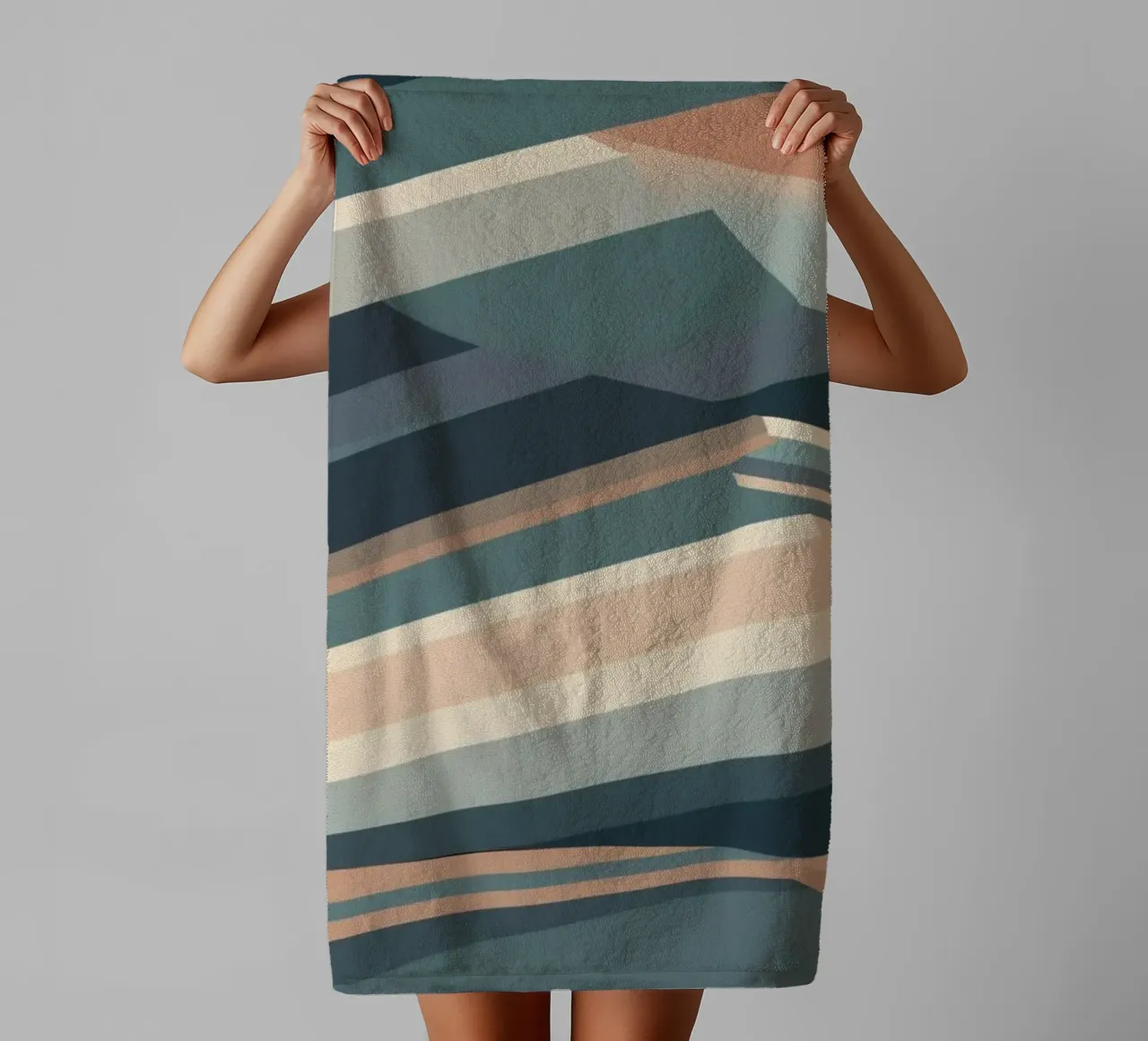 abstract design features layered geometric shapes modern art towel by DesignDoodle