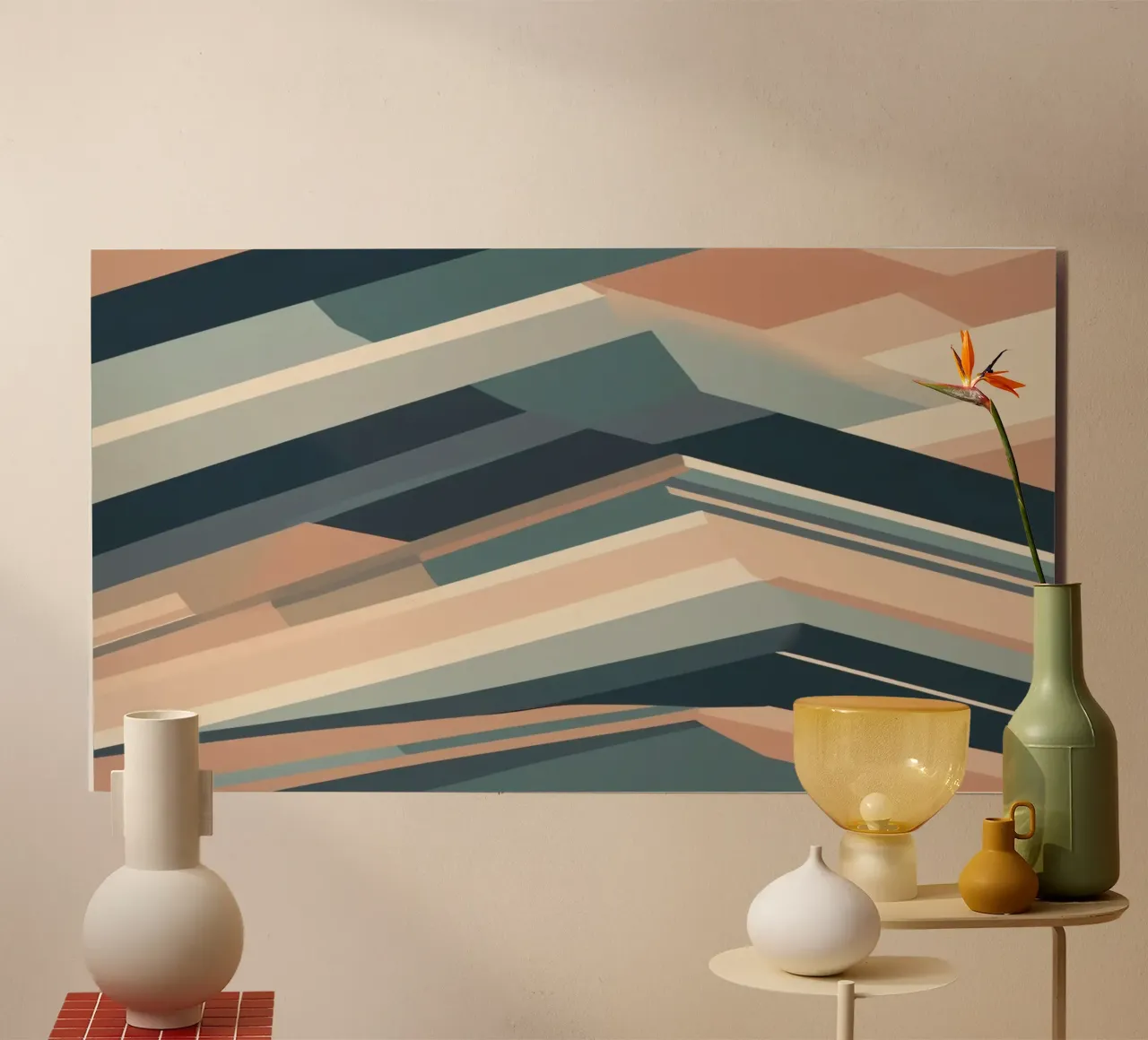 design astratto con forme geometriche stratificate arte moderna alluminio dibond da DesignDoodle
