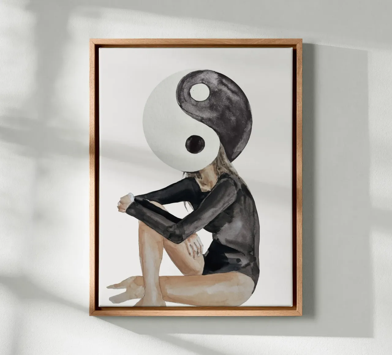 Yin And Yang canvas met Baklijst van treechild
