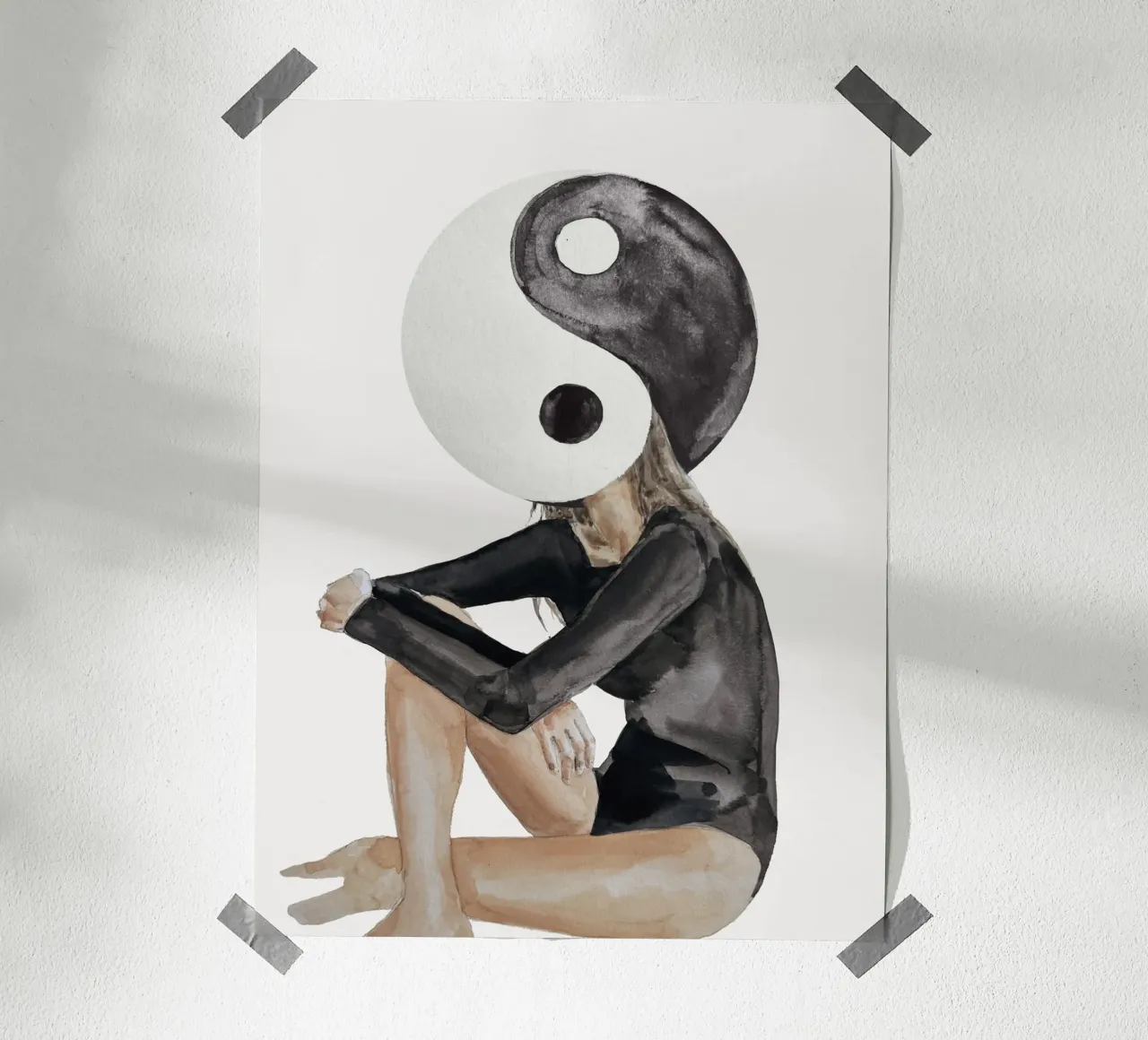 Yin And Yang poster con telaio in legno da treechild