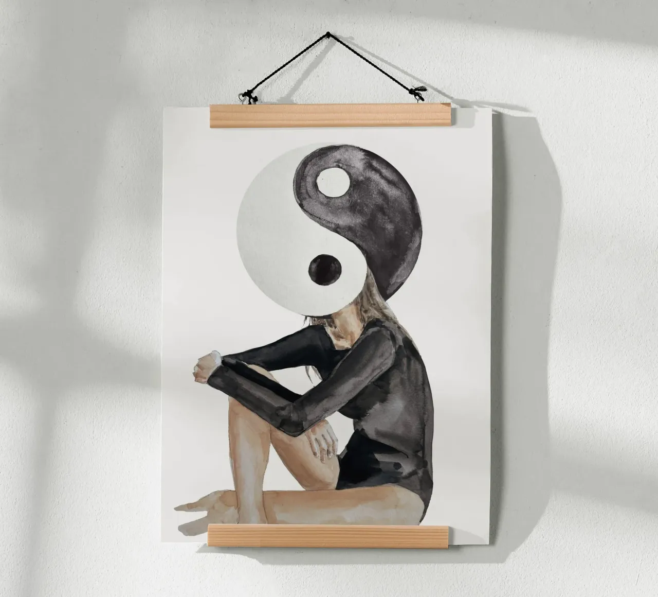 Yin And Yang poster con telaio in legno da treechild