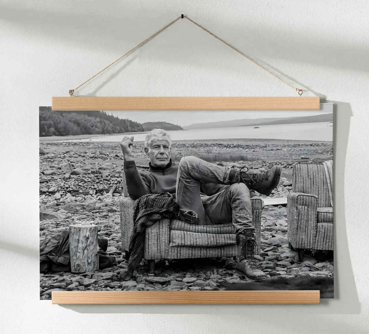 Sit Back poster with wooden frame by Takeme
