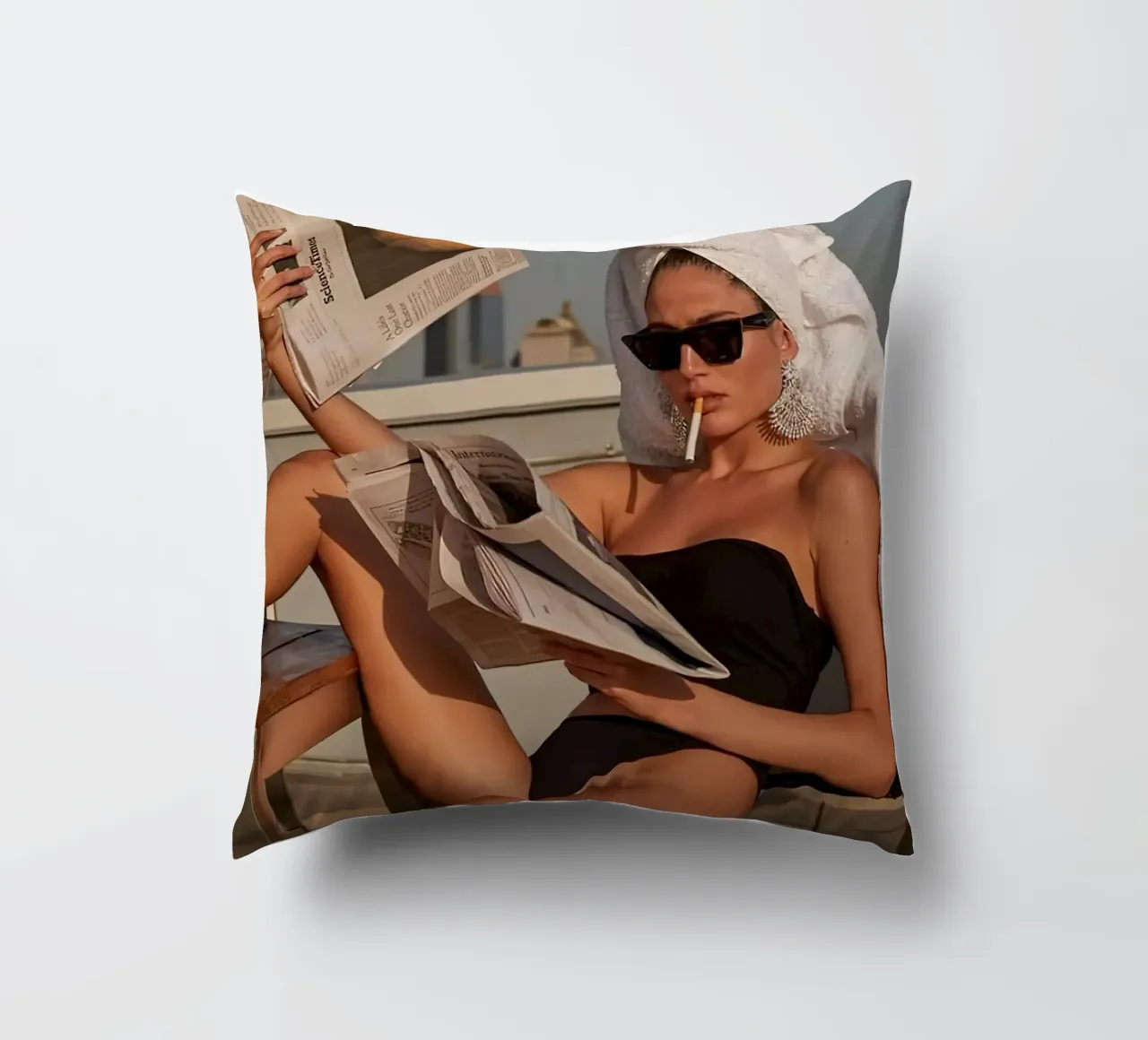 Smoking girls decorative cushion by Takeme