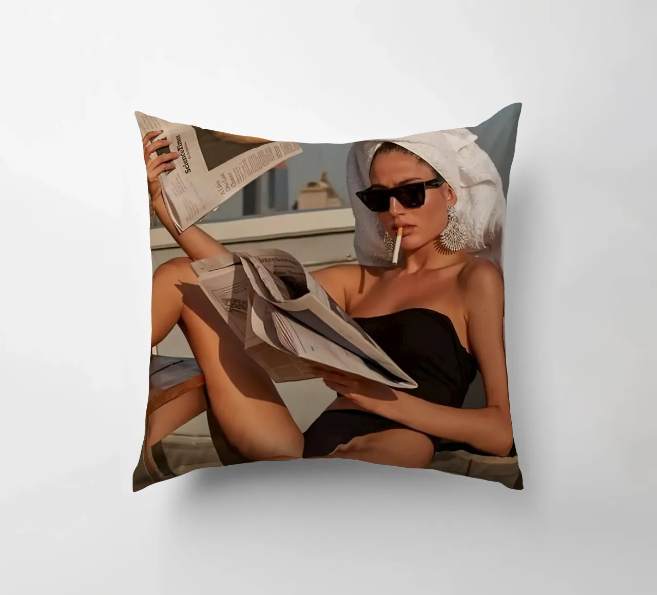 Smoking girls decorative cushion by Takeme