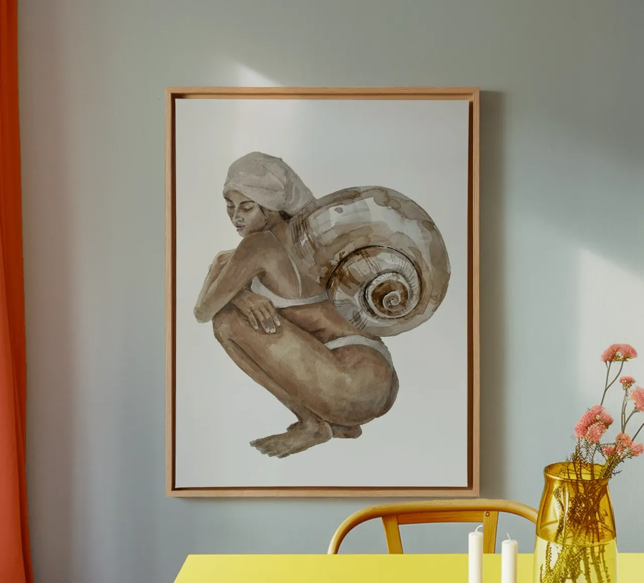 The Snail Princess canvas met Baklijst van treechild