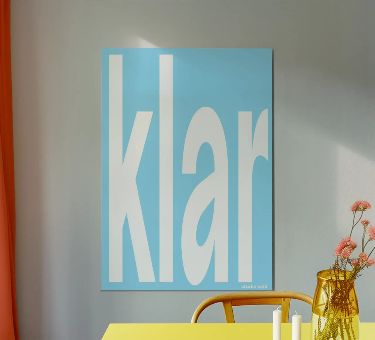Typo »klar« hellblau hahnemühle de studio salü