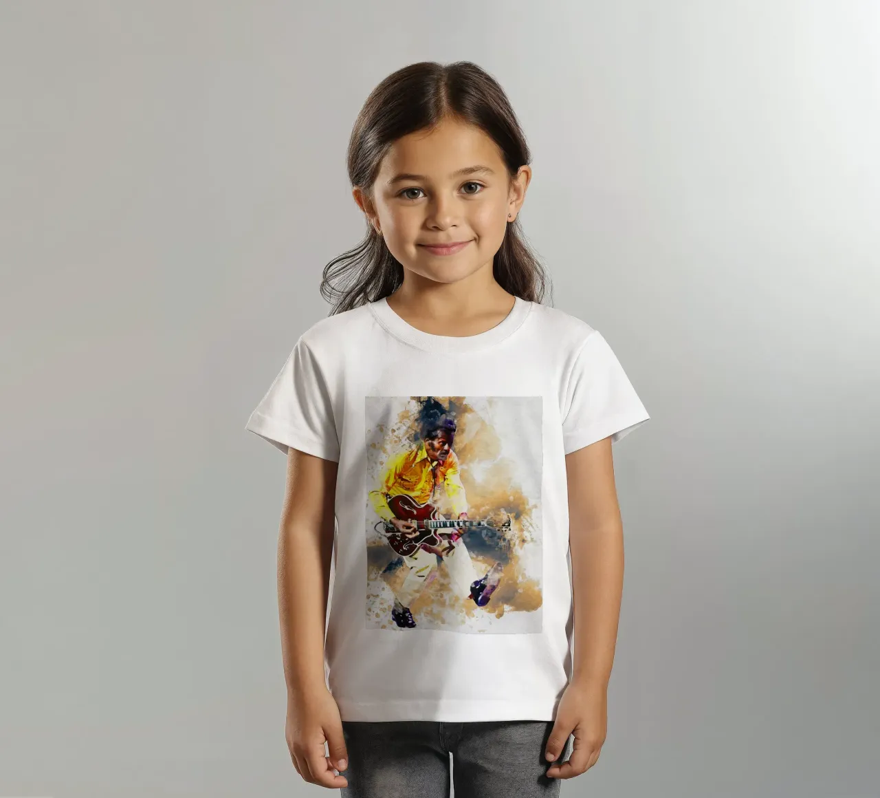 Smudge of Portrait Chuck Berry kids t-shirt by Gunawan Rb