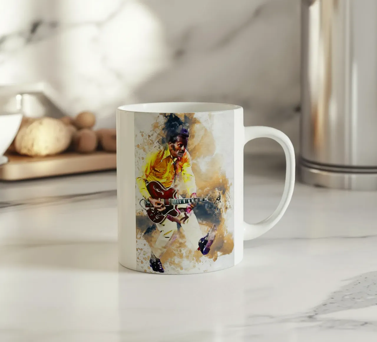 Macchia di ritratto Chuck Berry tazza in ceramica da Gunawan Rb