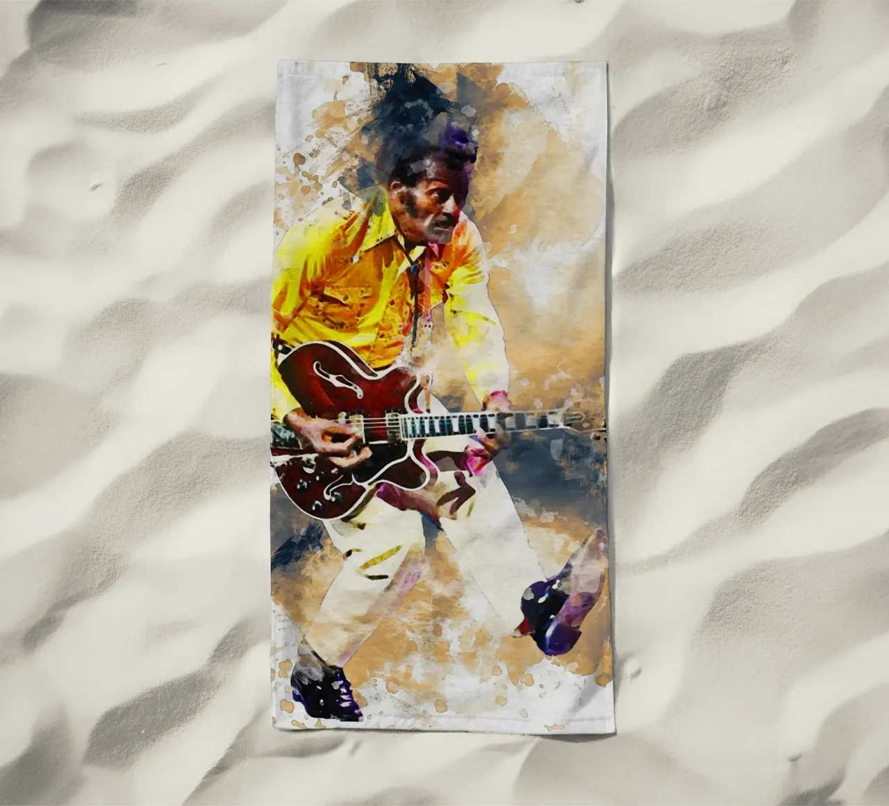 Macchia di ritratto Chuck Berry telo mare da Gunawan Rb