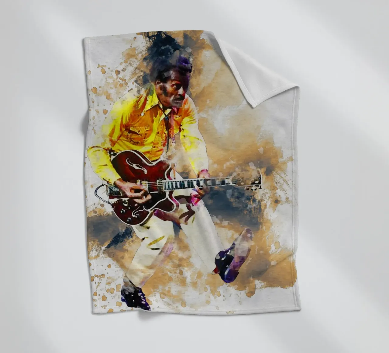 Smudge of Portrait Chuck Berry Fleecedecke von Gunawan Rb