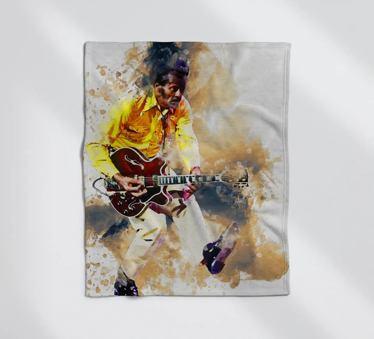 Smudge of Portrait Chuck Berry Fleecedecke von Gunawan Rb