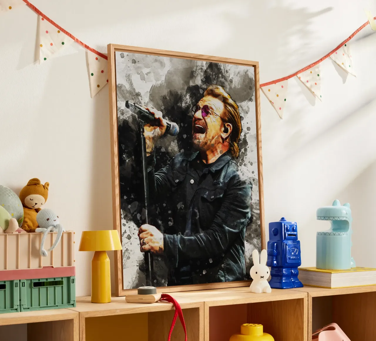 Smudge Portrait Bono U2 acrylic glass by Gunawan Rb