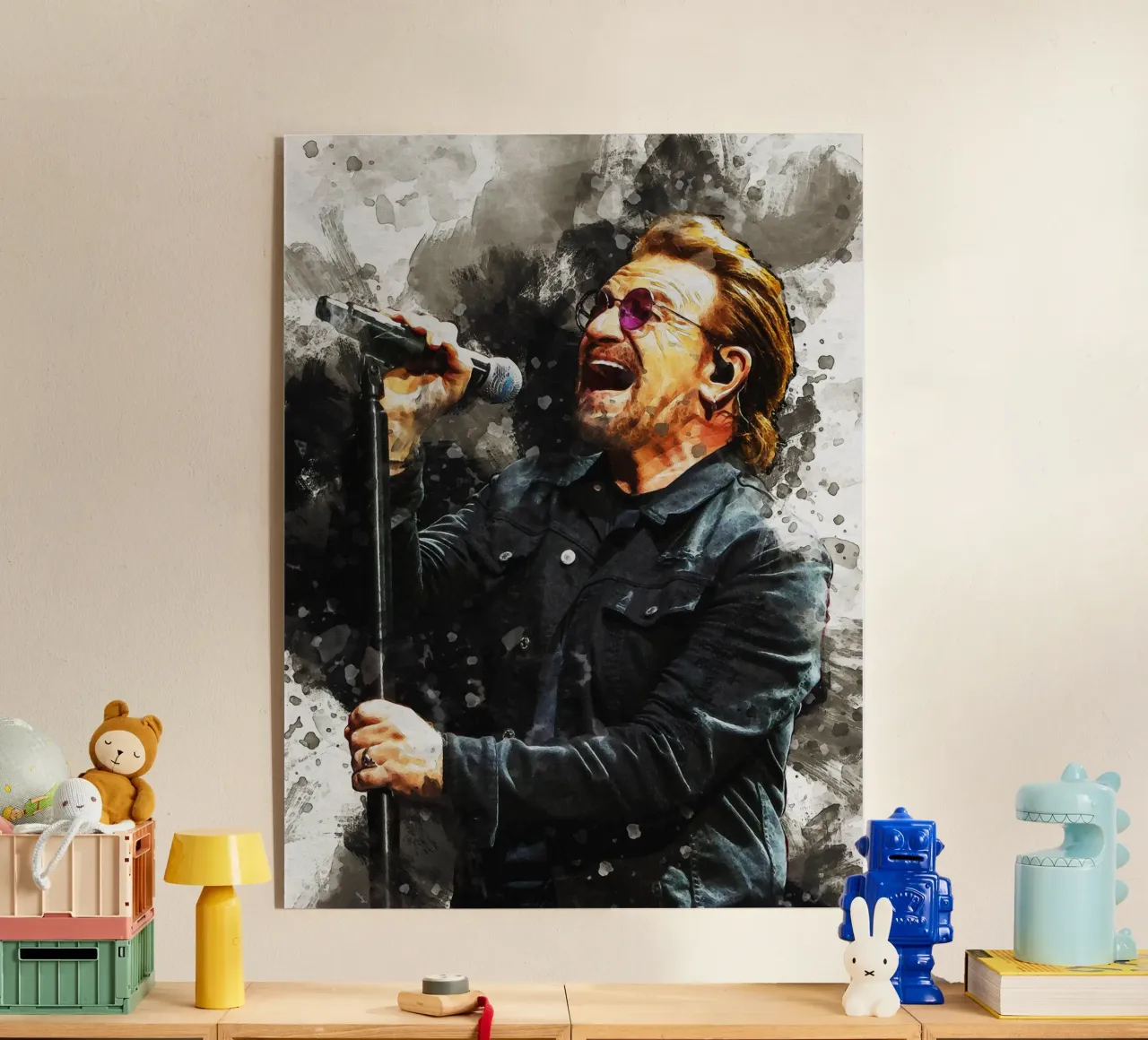 Smudge Portrait Bono U2 acrylic glass by Gunawan Rb