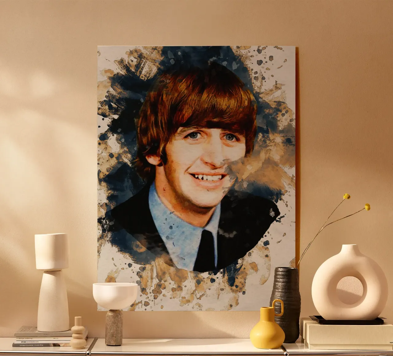Mancha de retrato Ringo Starr metacrilato de Gunawan Rb