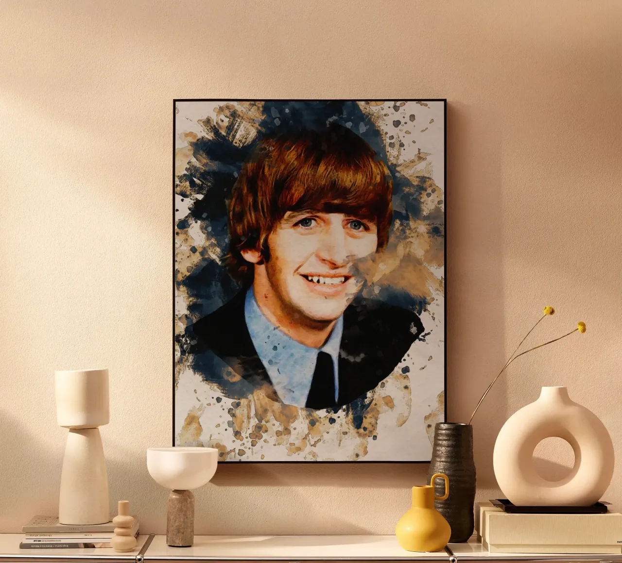 Macchia di ritratto Ringo Starr alluminio dibond da Gunawan Rb