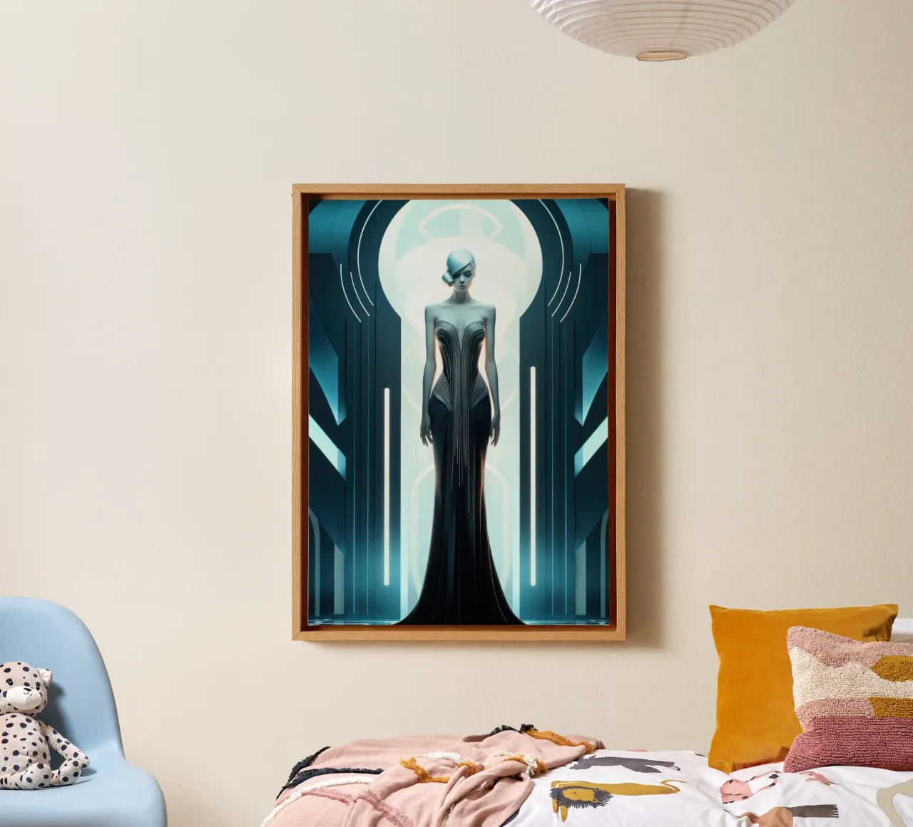 Art Deco Vrouw canvas met Baklijst van Artful Muse