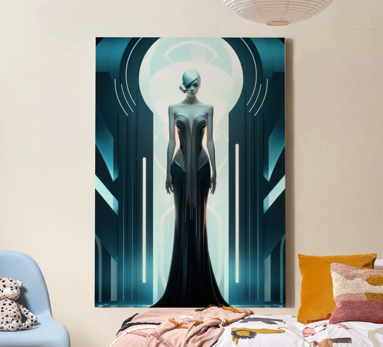 Art Deco Vrouw canvas met Baklijst van Artful Muse