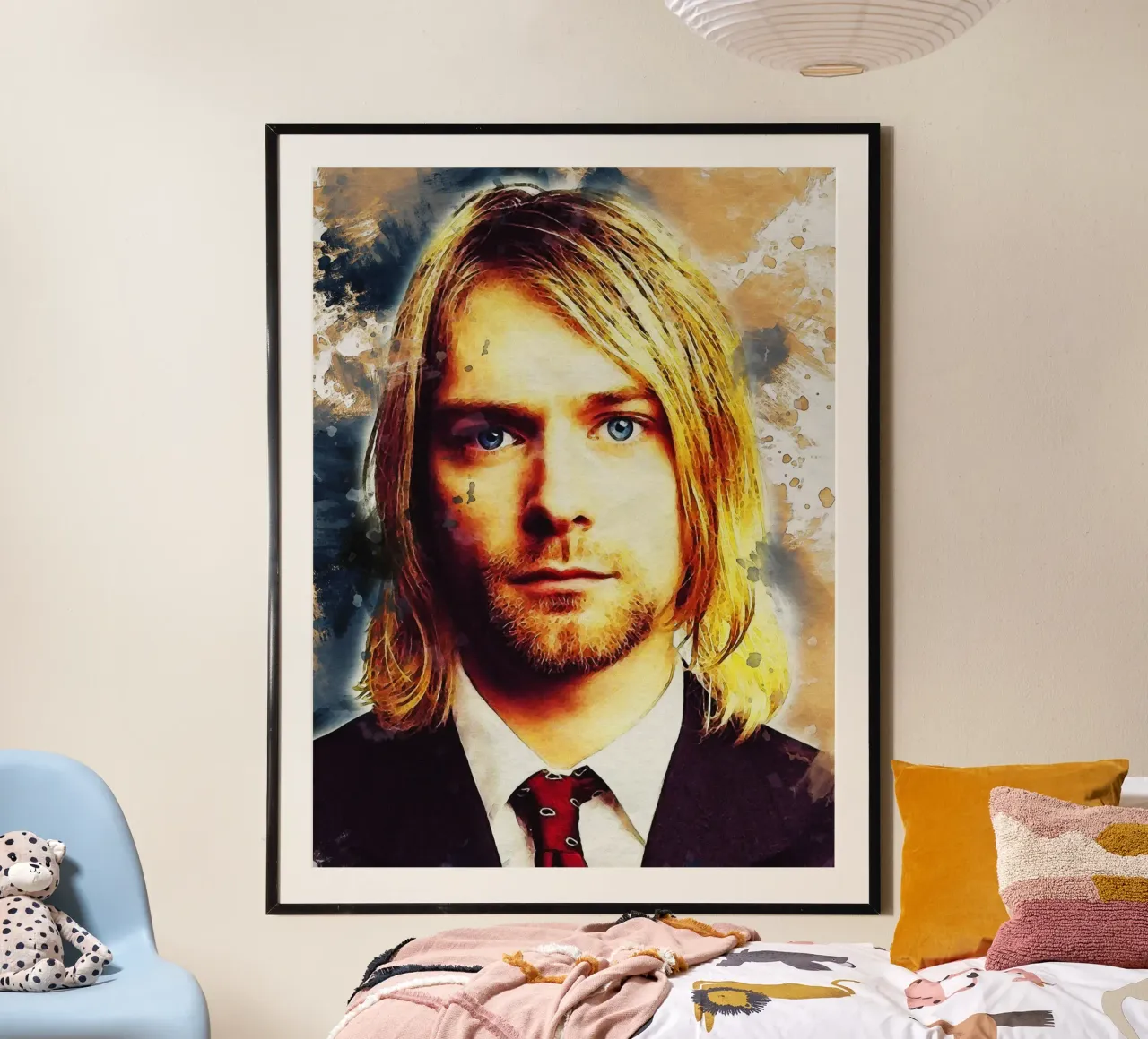 Smudge of Portrait Kurt Donald Cobain Poster mit Kunststoffrahmen von Gunawan Rb
