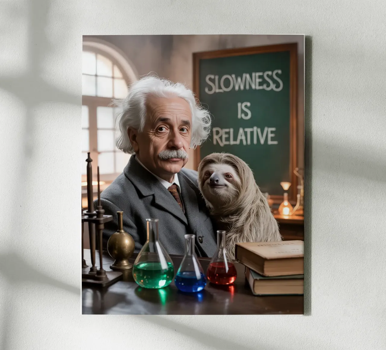 Dieren en school: luiheid, traagheid is relatief canvas met Baklijst van SlothStella
