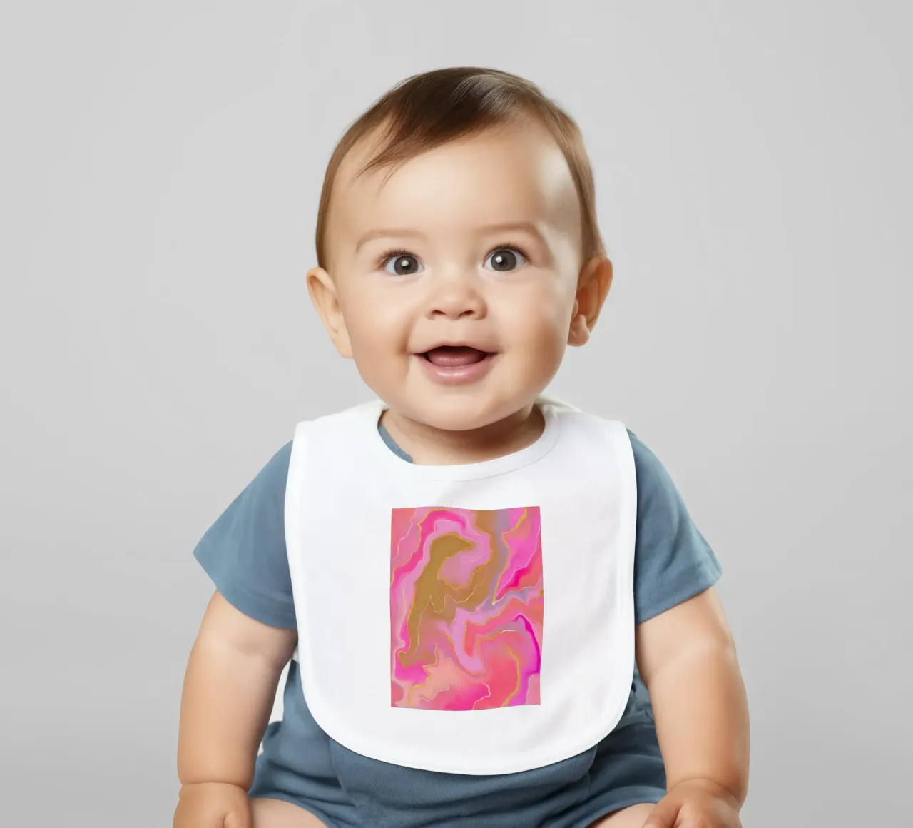 Roségold Aura baby bib by Petra Lang
