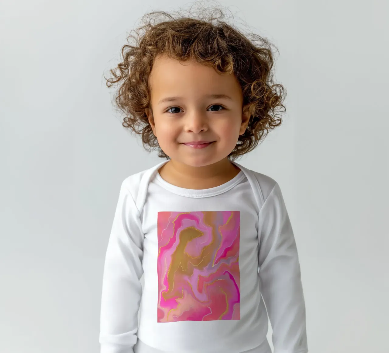Roségold Aura long-sleeve baby romper by Petra Lang