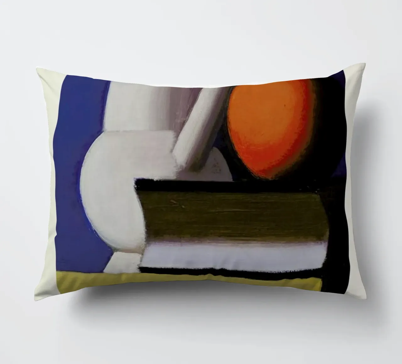Lundstrøm - Still Life with White Jar, Orange and Book cuscino da Vintage by JUNIQE