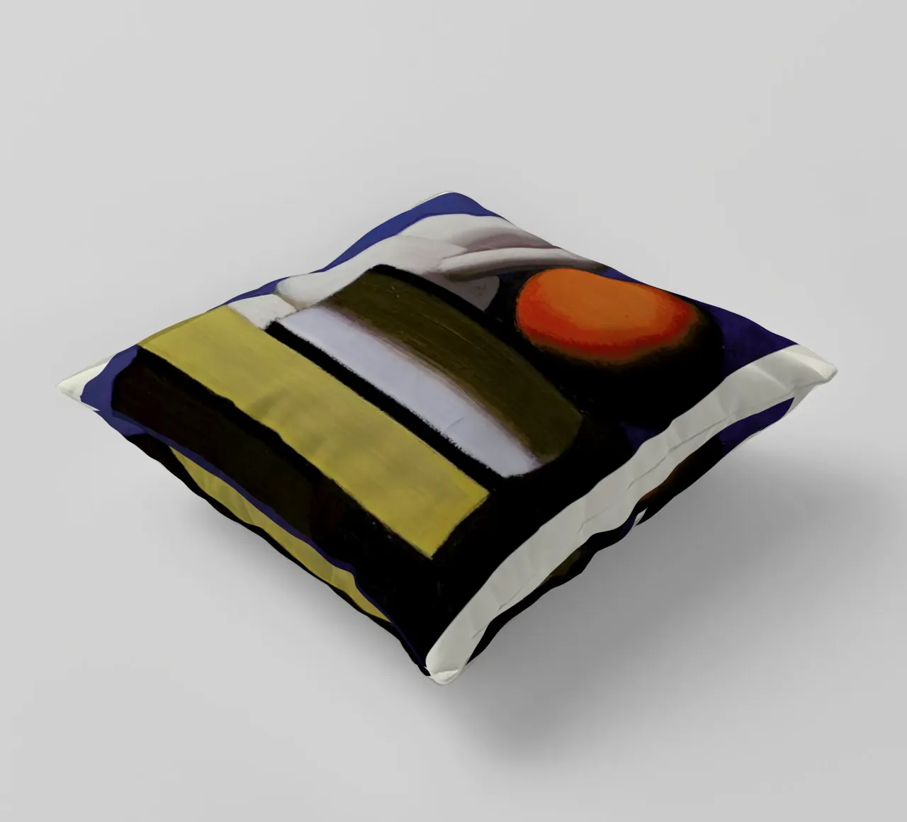 Lundstrøm - Still Life with White Jar, Orange and Book cuscino da Vintage by JUNIQE