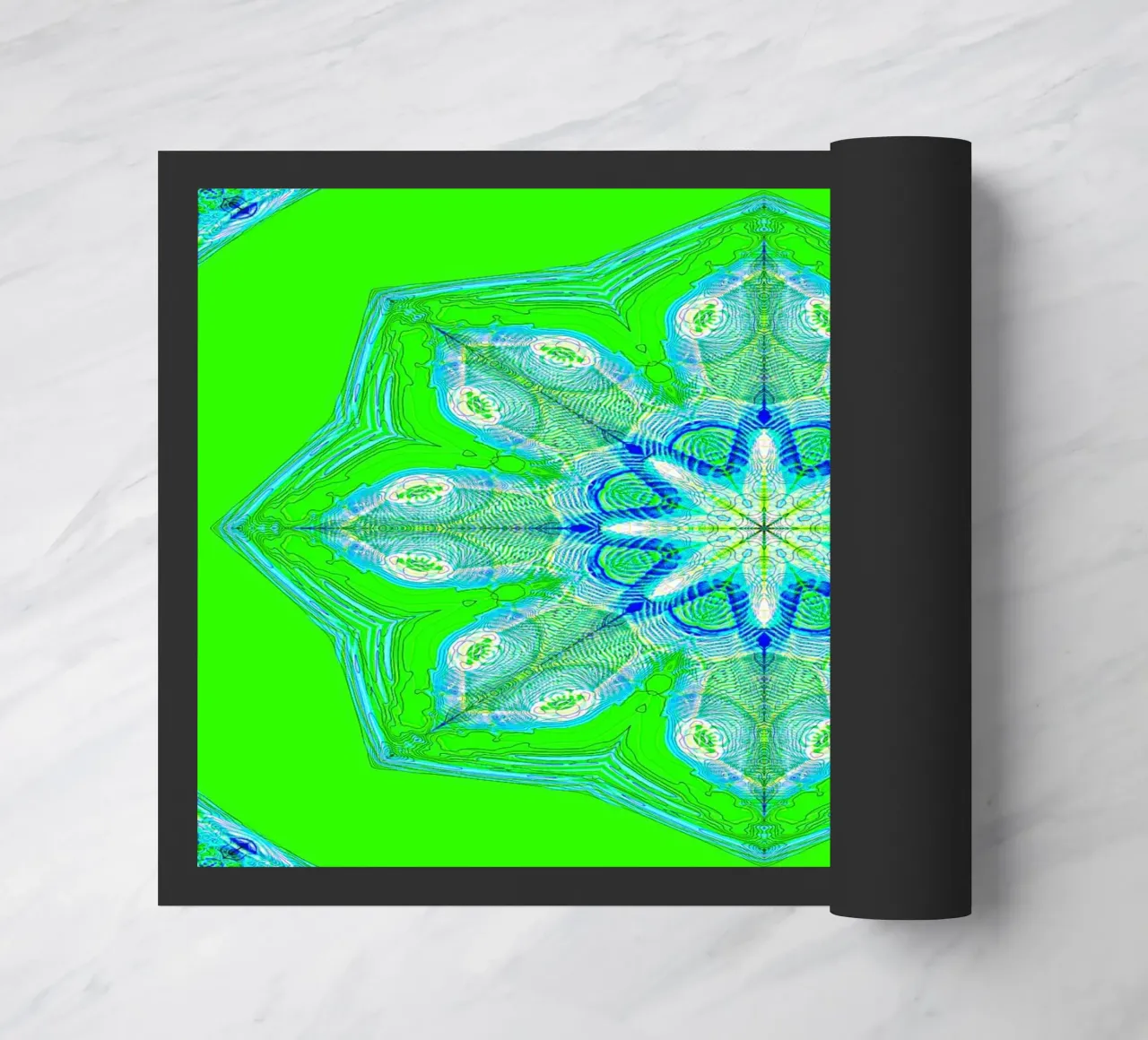 Kaleidoscope - Abstract in green/turquoise doormat by Gürsel Yesil Digital Art