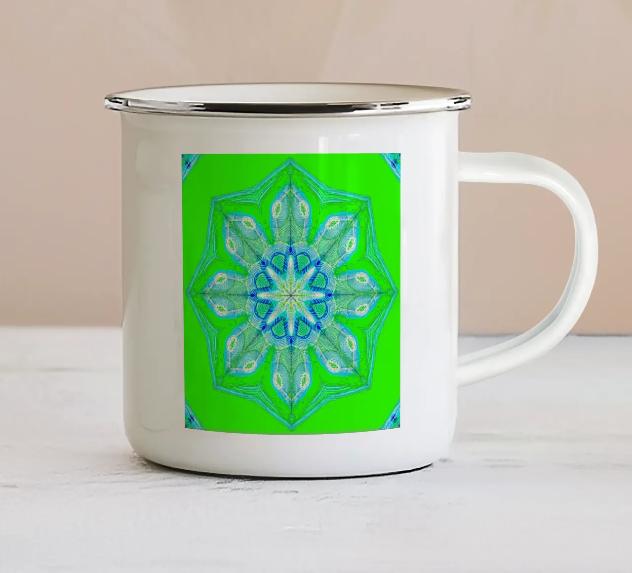 Caleidoscopio - Astratto in verde/turchese tazza in smalto da Gürsel Yesil Digital Art